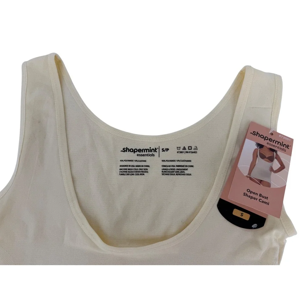 Shapermint Essentials Open Bust Shaper Cami Cream Small 73001 Shapewear Tank